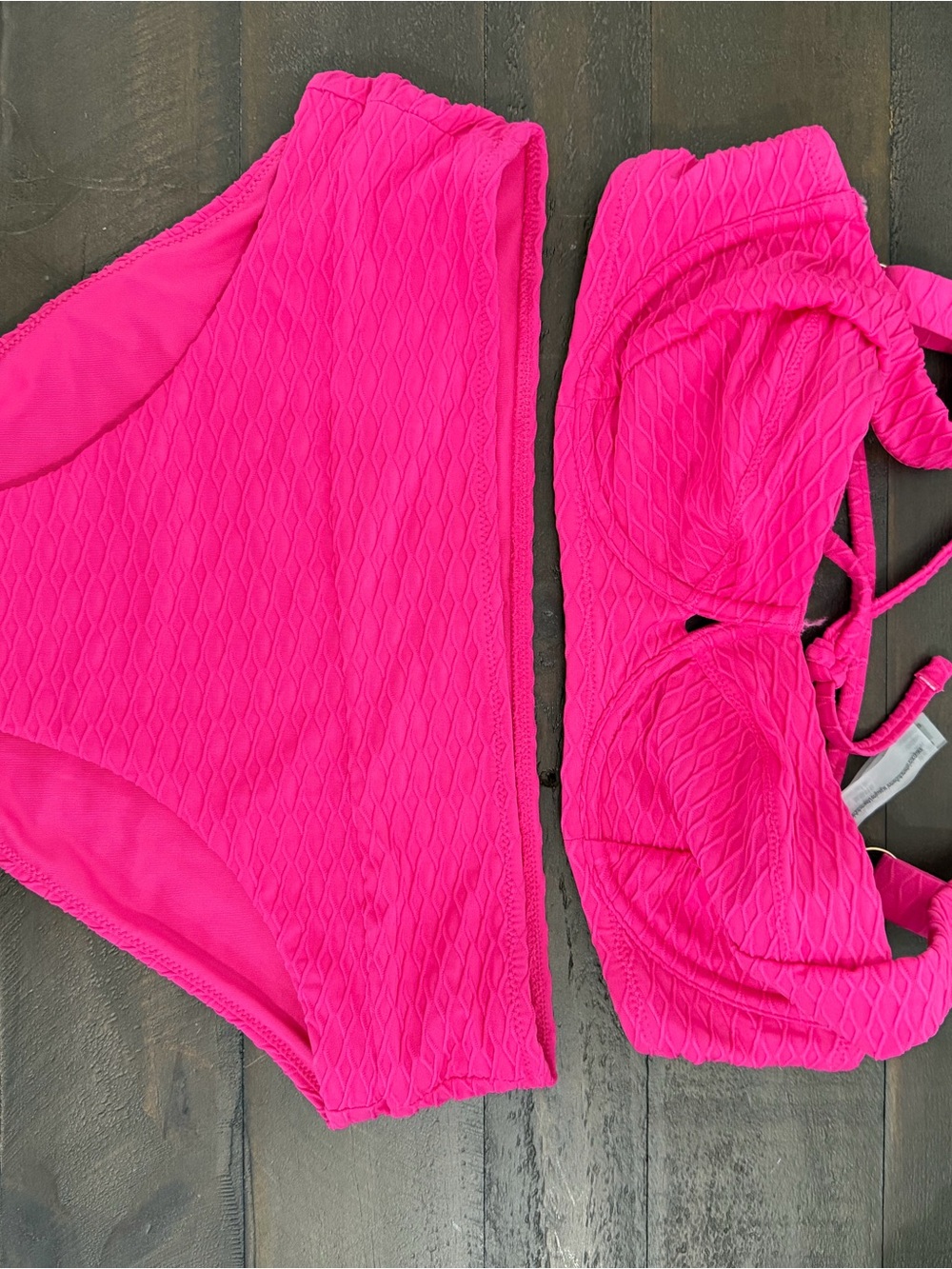 Victoria's Secret Vibrant Hot Pink Textured Bikini Set-32dd